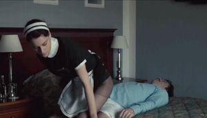 brunette maid doing her best