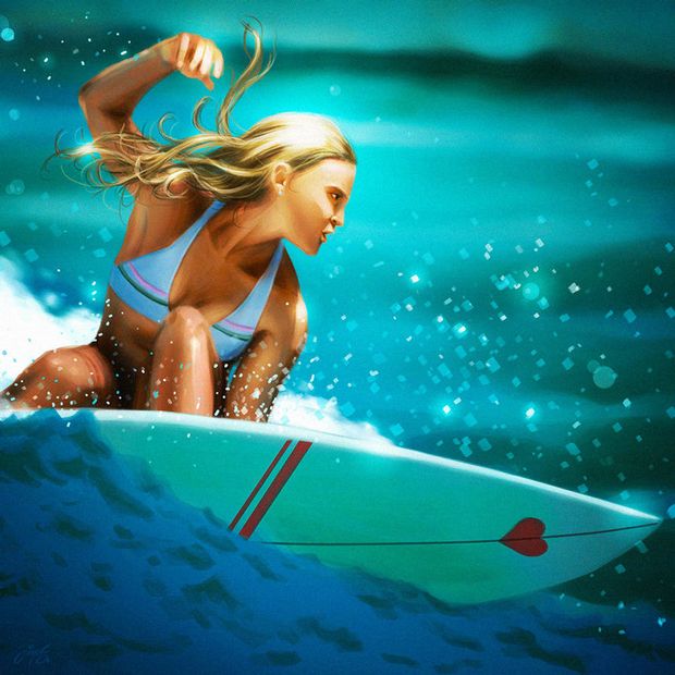Surfer Chick Art