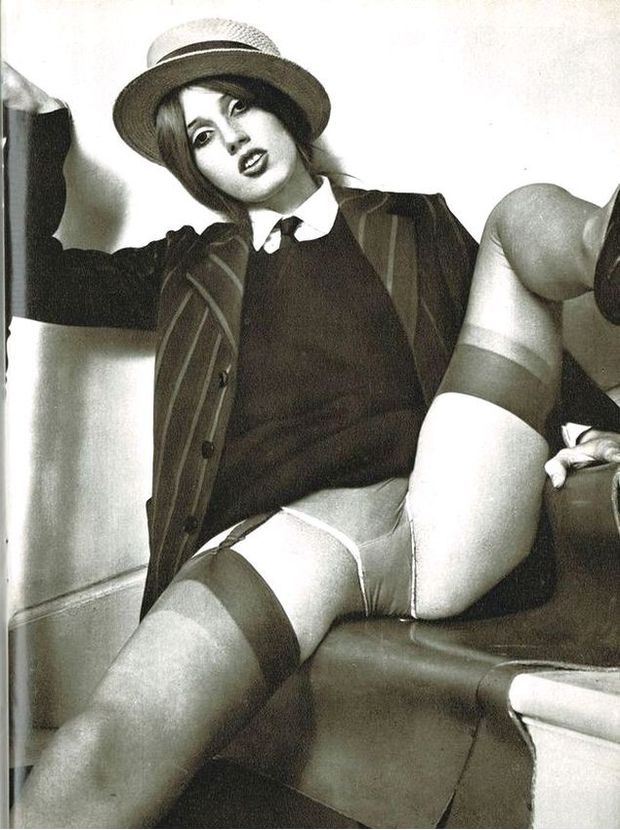 panama-hat blazer stockings