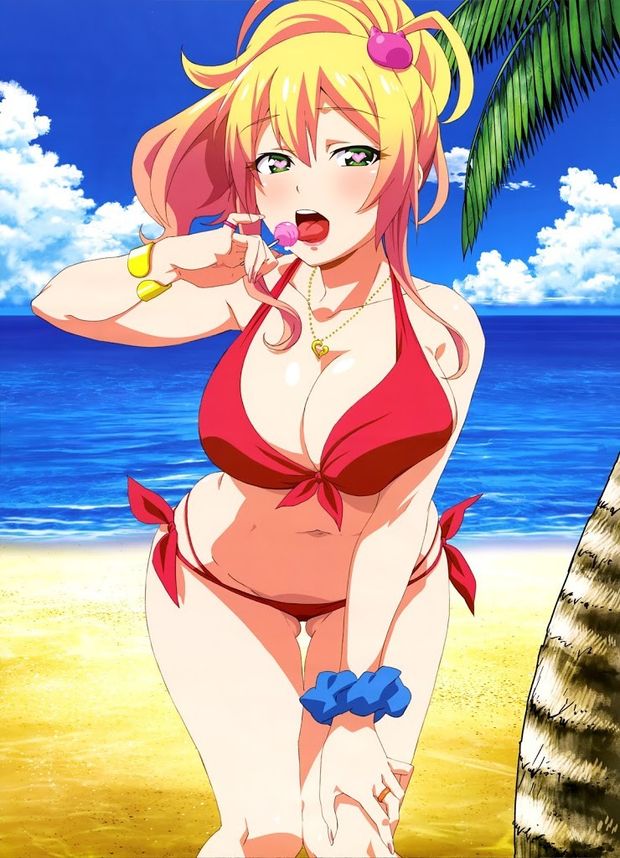 Blonde Gal In a red swimsuit