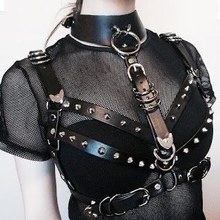 Black leather harness