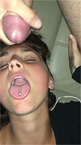 cumshot teen face tongue