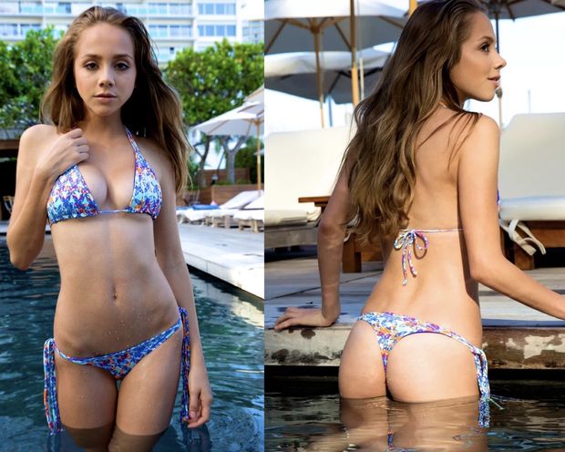 Bikini babe in the pool