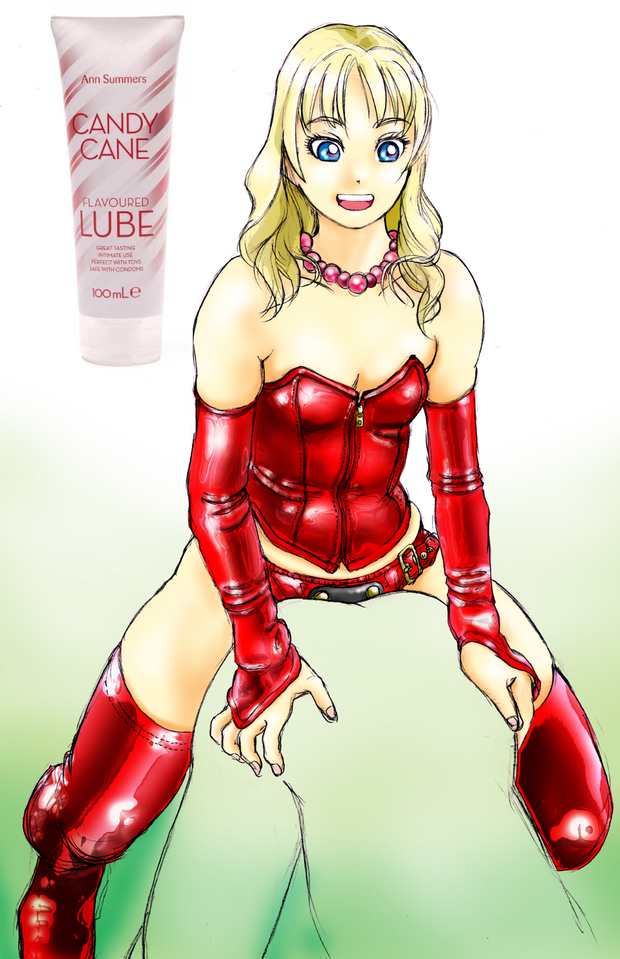 Merry Christmas strapon candy cane lube