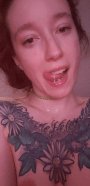 Cumwithustoo presents dirty little slut licking her lips after daddy cums on her face