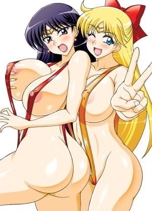 Sailor Mercury and Sailor Venus showing off their fuckable bodies