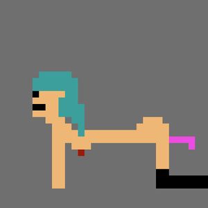 Blue haie hair female masturbating pink dildo