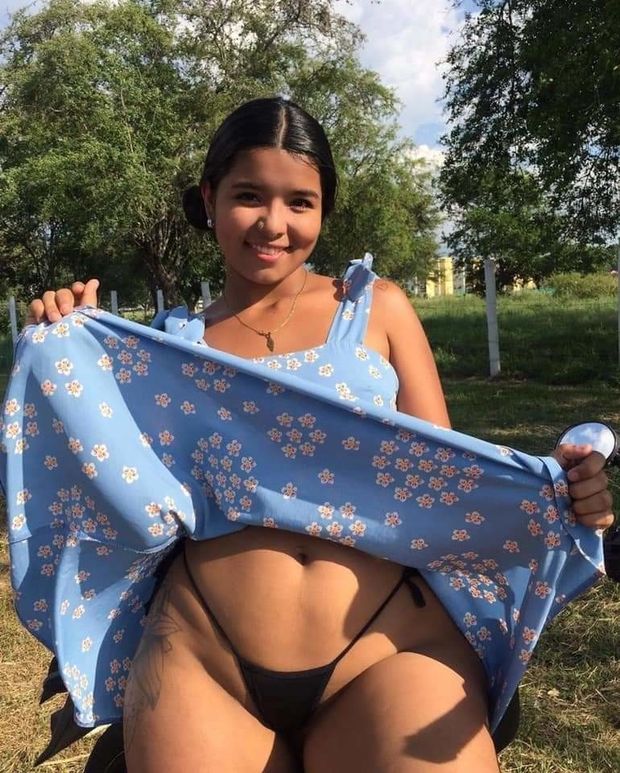 Cutie showing thong.