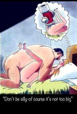 Fire hydrant girth, he’s going to tear her. Ha! Ruined