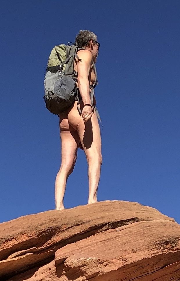 mature male displays ass while hiking