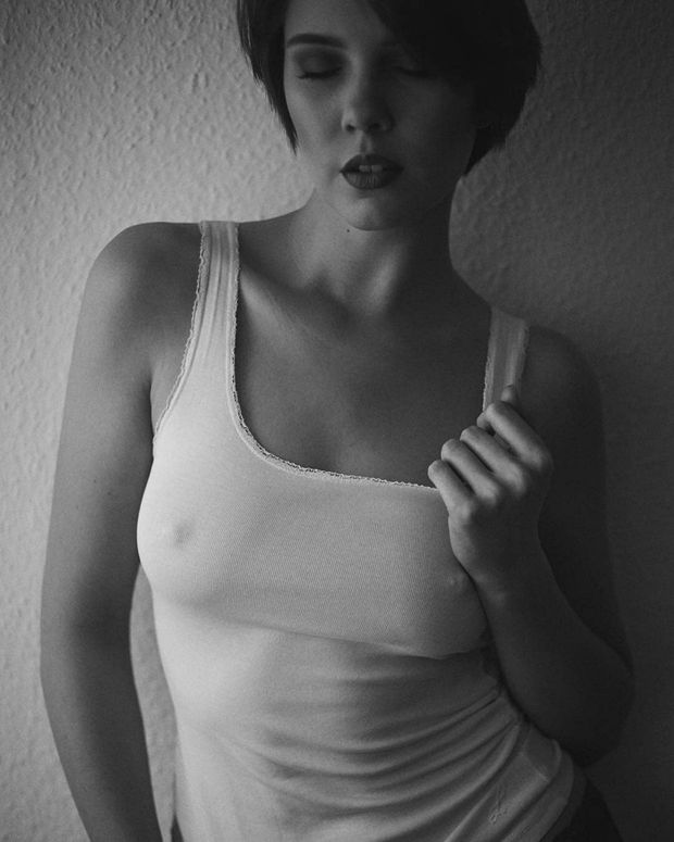 in a white shirt