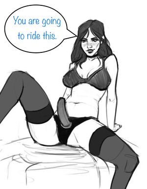 Ride her strapon, while she plays with your cock