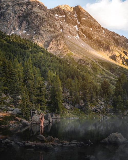 What better way to end a day than with a skinny-dip in an ice-cold mountain lake