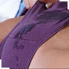 she's wearing cum on purple panties