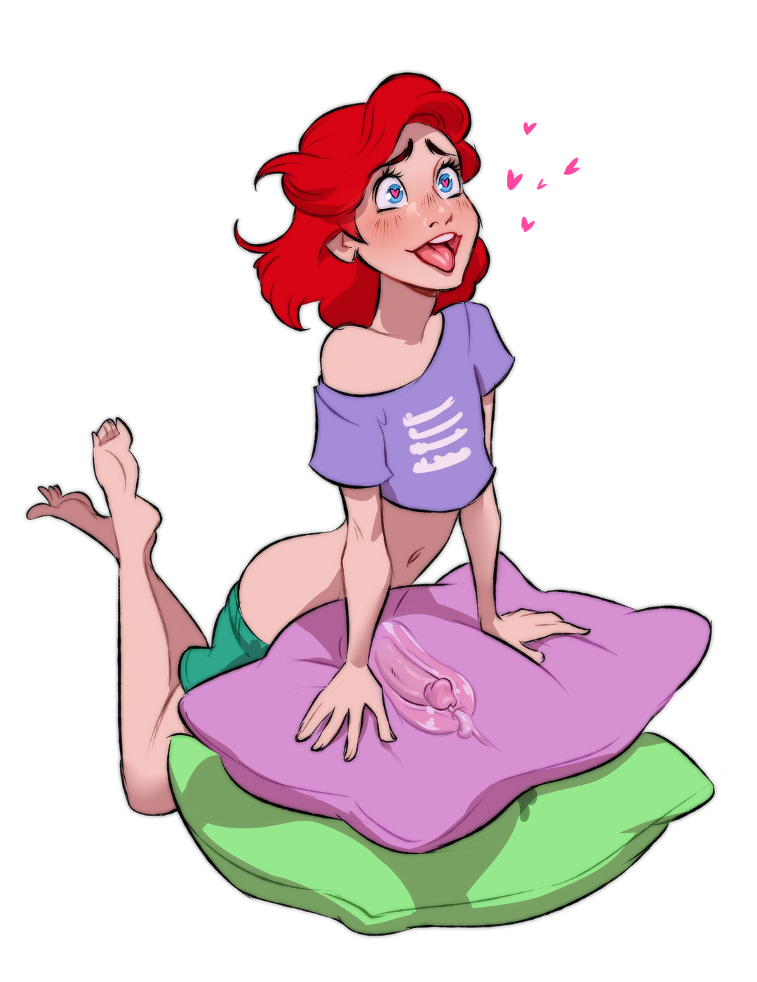 genderbent ariel cums between pillows