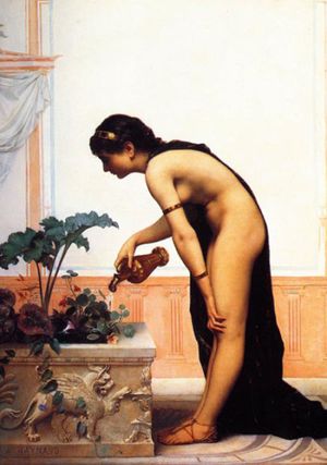 roman woman watering plants