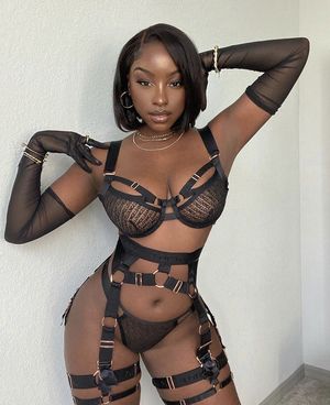 Sweet ebony in sum interesting lingerie