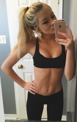 athletic blonde selfie