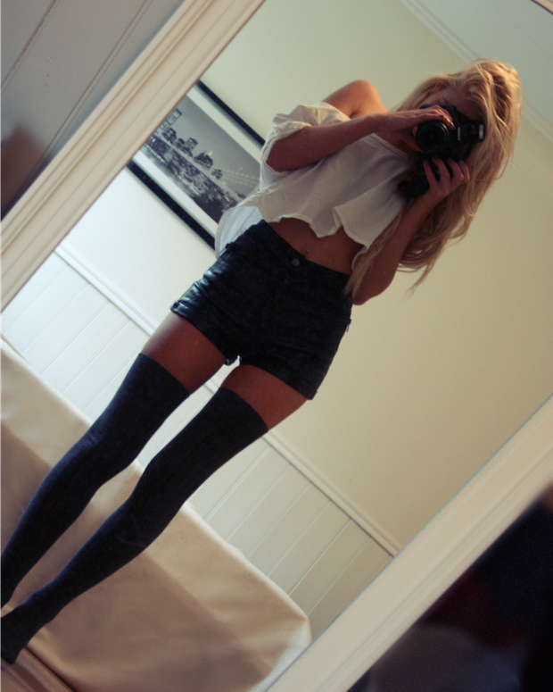 knee high socks blonde
