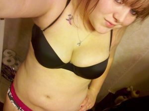 Cute fat chick with huge tits in bra and panties