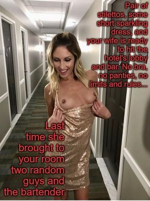 To the hotel lobby... without bra