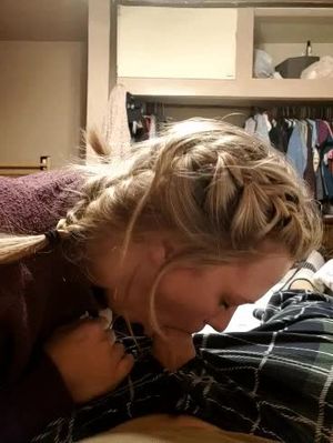 Blonde giving blowjob