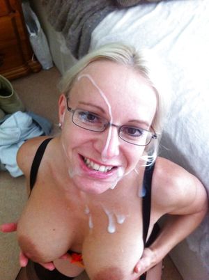 Cum on big titted blondes face