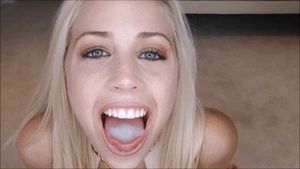 Blonde slut swalllows