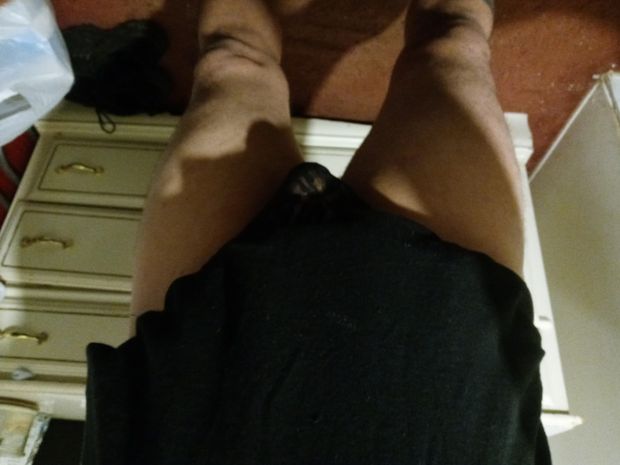 Me in my black panties and black and pink nightie wish i had a big fat limp cock to get interested in