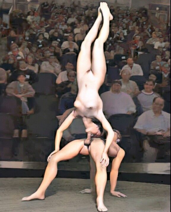 Amazing acrobatic public blowjob