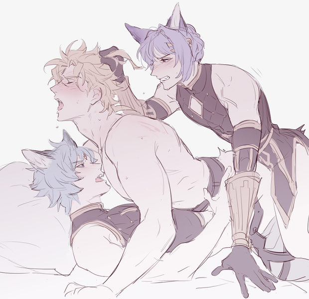 siete, quatre, and six (granblue fantasy) drawn by namekaho