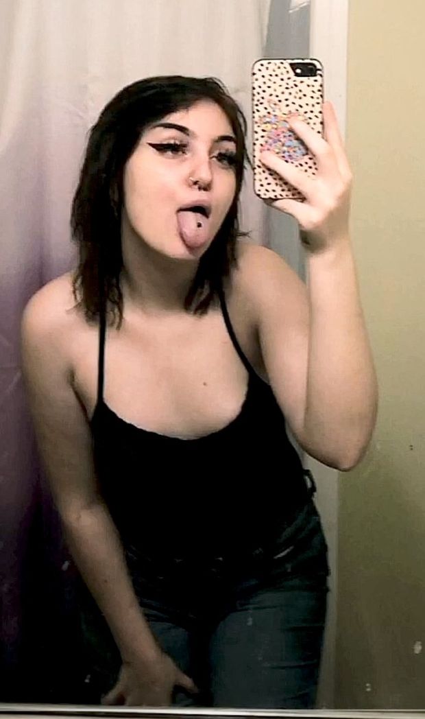 Teen selfie with her tongue out