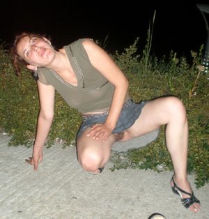 Short skirt no panties and semi see-through top