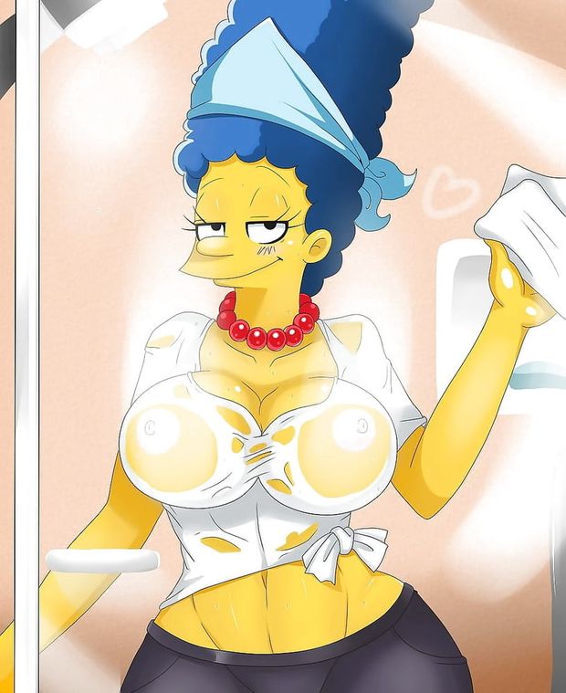 Tits against glass Marge