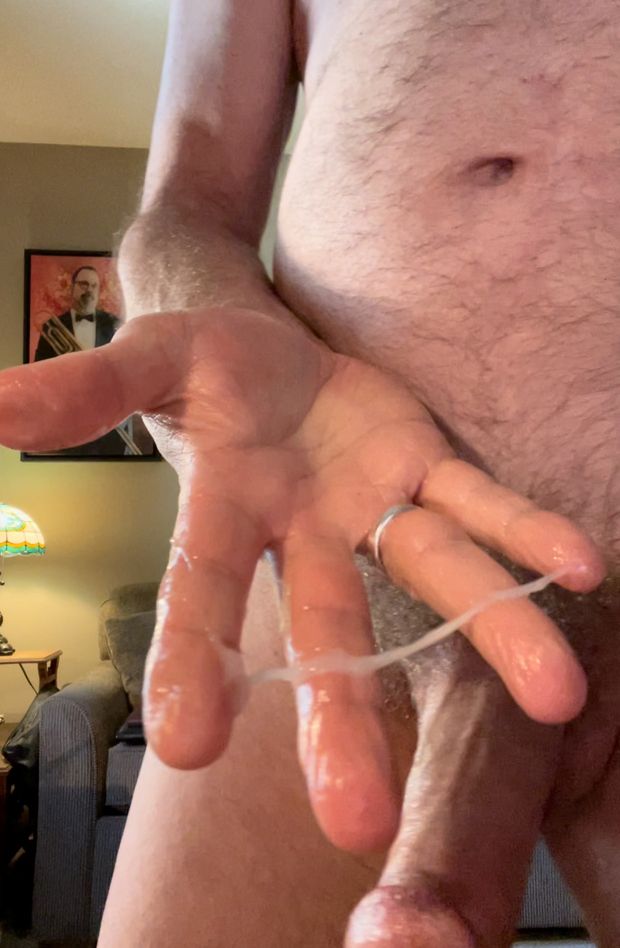 Cum on my hand from shooting