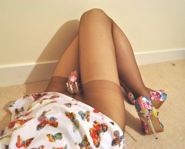 sexy caged sissy