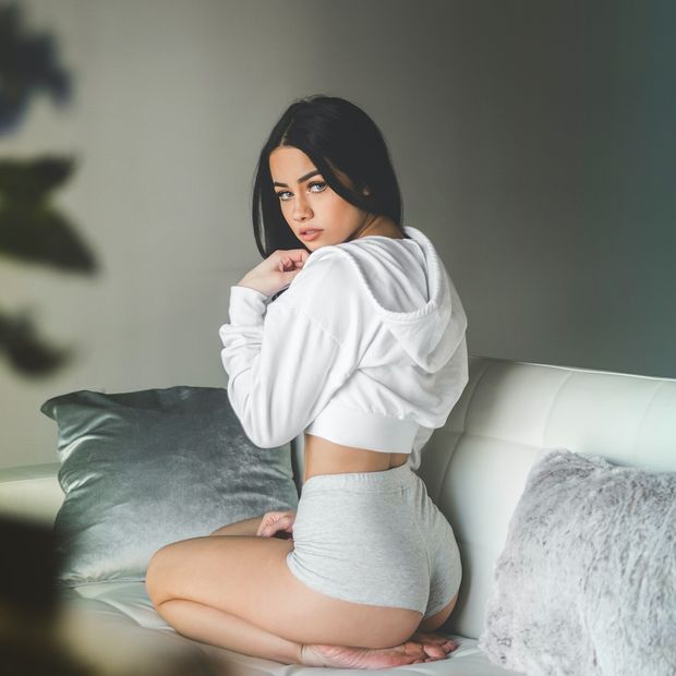 Dark haired teen with smouldering eyes and cute ass