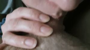 Barely choking on his cock