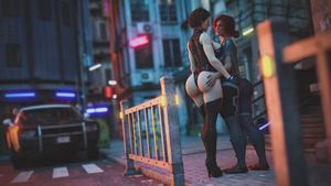 Jill valentine and triss holding each others ass