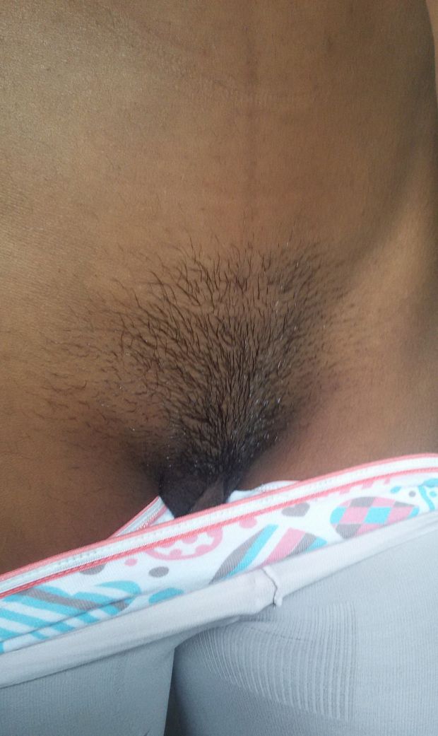 Panties down on a black pussy