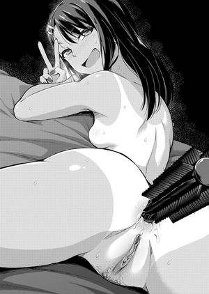 Manga gal with a hairbrush shoved up her butt