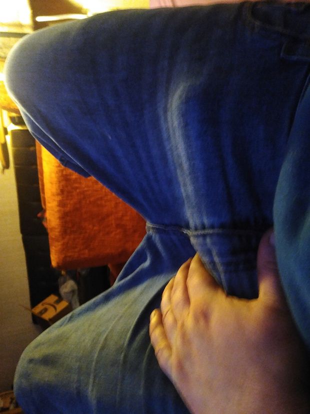 Holding cock thru shorts