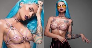 Evka Rox Pink Leather Straps Bra