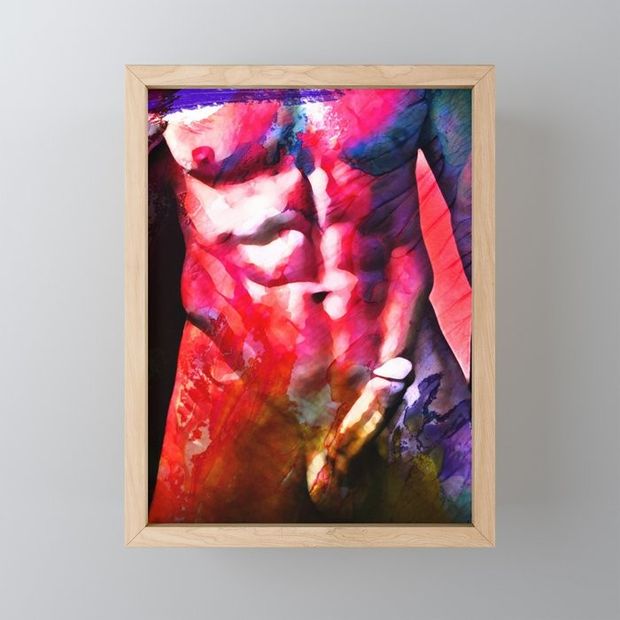Nude man body painting 01