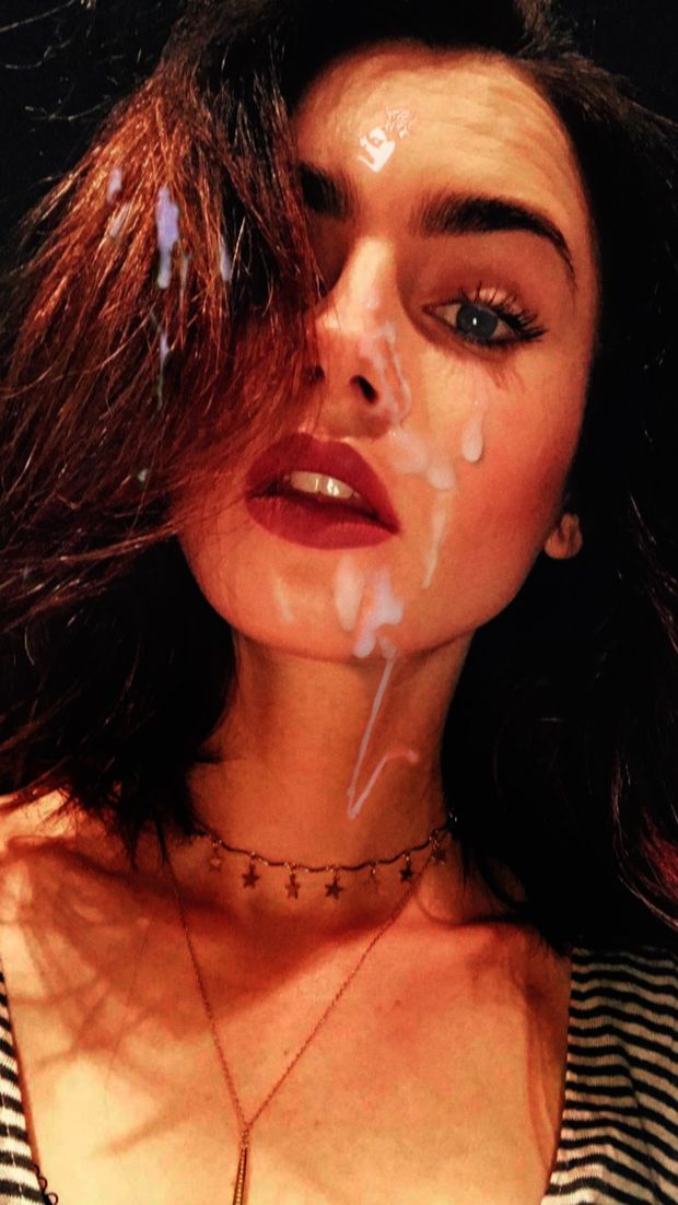 Lily Collins - Pretty Cum Covered Face