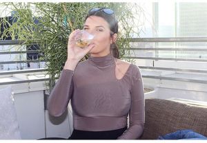 She is shy but you can tell she has BIG tits!