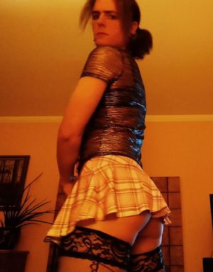 Cute pose CD in a short skirt