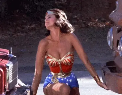 Wonder Woman displaying her strength.