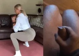 Cum on her ass and legs