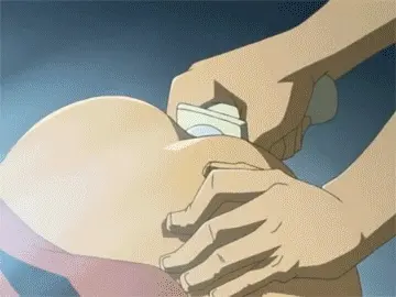 Ramming a toy into a hentai ass